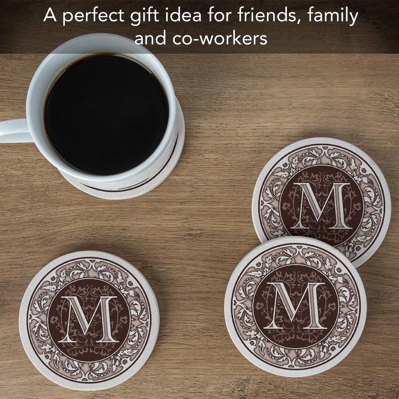 Thirstystone Monogram Letter M 4 Pack Sandstone Coasters Manufactured in The USA Decorative Absorbent Easily Wipes Clean - Image 5