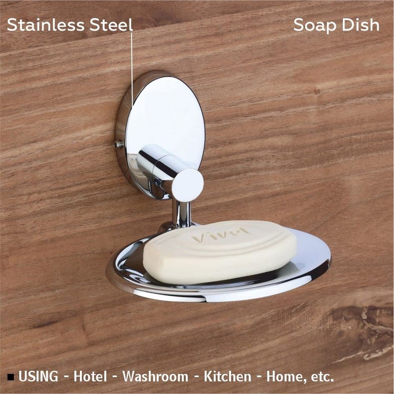 LivesUp Oval Shape Wall Mounted Stainless Steel Single Soap Holder for Bathroom, Soap Stands for Bathroom Wall/Soap Tray for Bath Dish Bathroom Accessories and Fittings Rust & Corrosion Free - Image 2