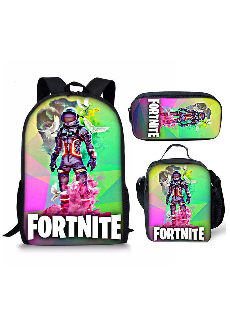 Fortnite Backpack with Large Capacity Three Piece Backpack and Student backpack