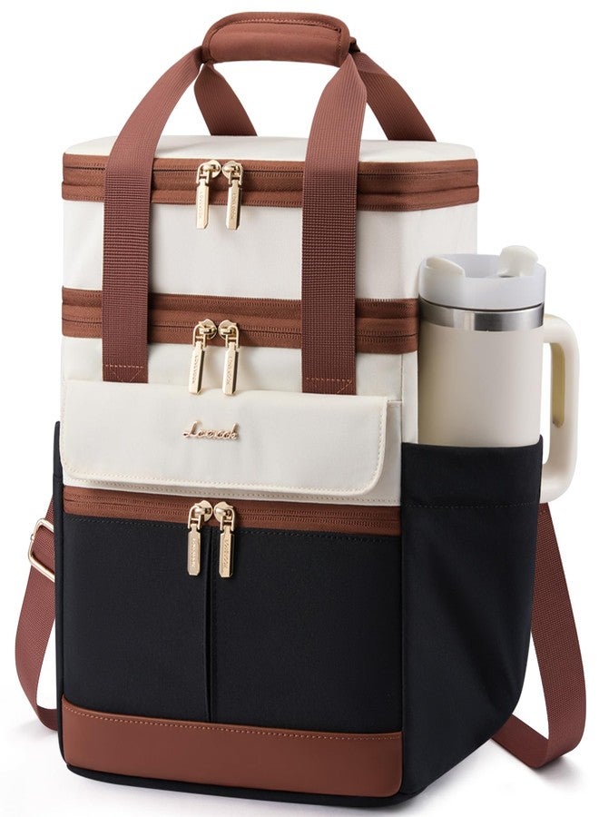 LOVEVOOK Insulated Lunch Bag Women Men,Expandable Double Deck Lunch Box for Women With Large Cup Holder,Leakproof Cooler Bag For Adult Lunch Tote Bag Work Picnic Beach with Adjustable Shoulder Strap - Image 1