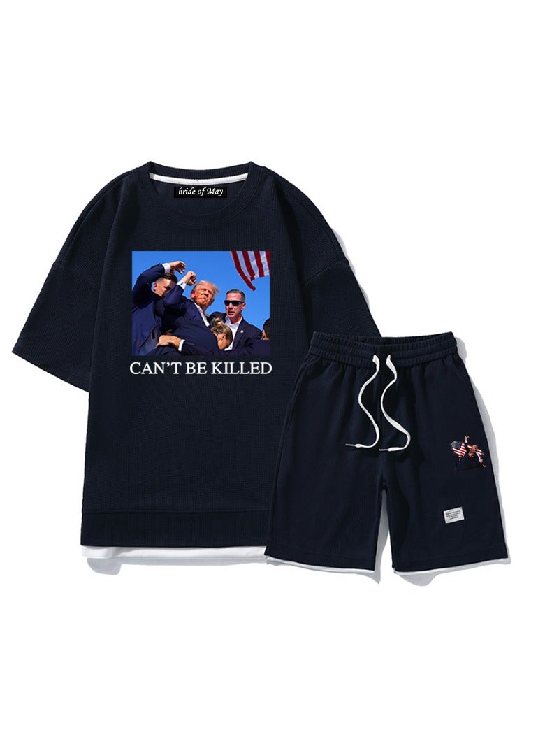 KUYING New Trump Print Short Sleeved Shorts Set - Image 1