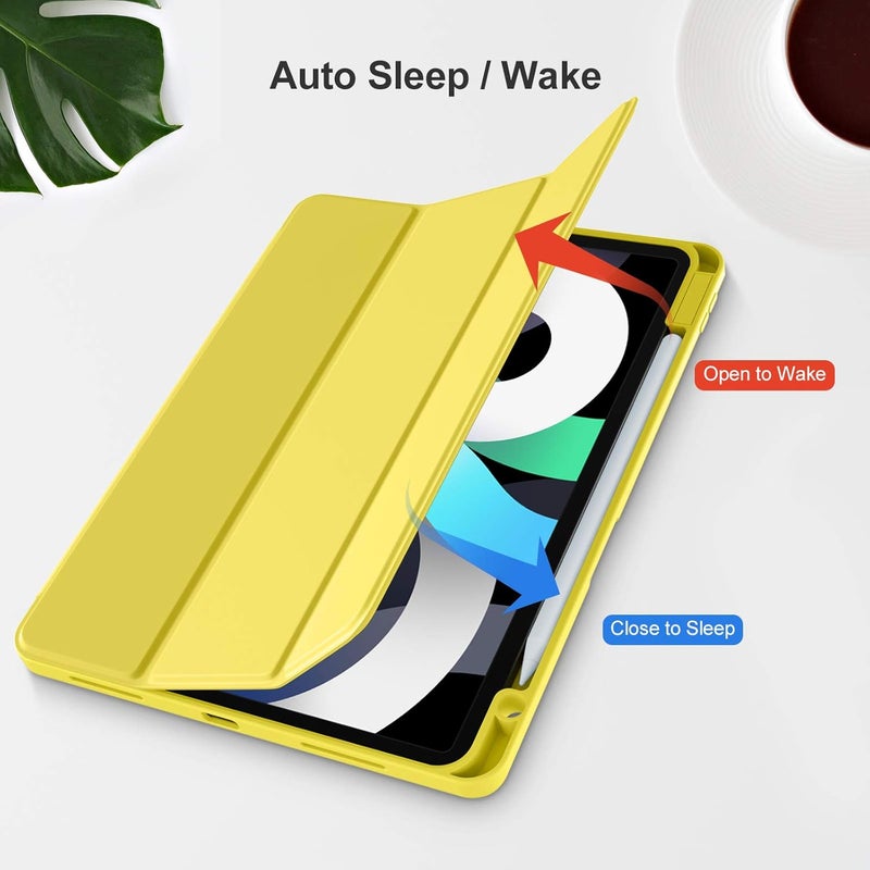 Akkerds Compatible with iPad Air 11 Inch Case 7th/6th Generation (M3/M2) 2025/2024, for iPad Air 5th/4th Generation Case 10.9 Inch 2022/2020 with Pencil Holder[Auto Sleep/Wake], Yellow - Image 5