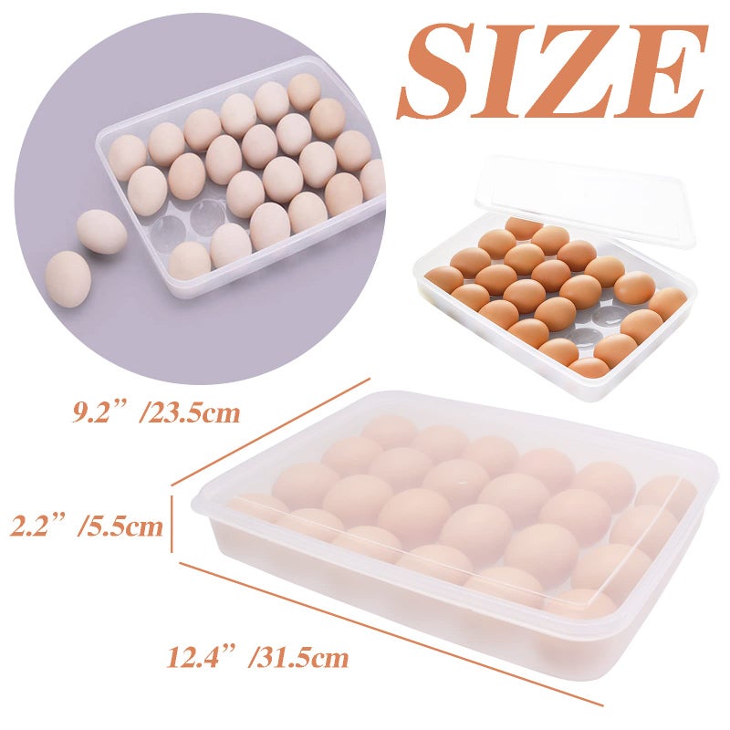 Anyumocz 2 Pack Covered Egg Holder,Clear Egg Holder Storage Container,Stackable Plastic Refrigerator Egg Trays for Deviled Egg,Protect and Keep Fresh(48 Eggs) - Image 2