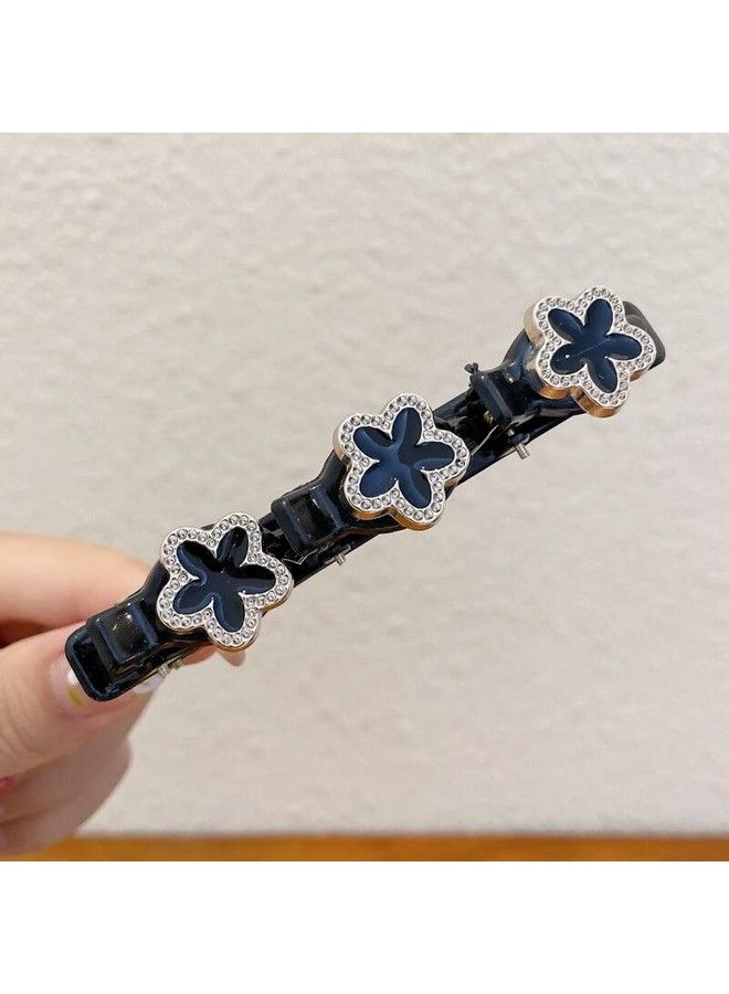 ANNACREATIONS Korean Style Sparkling Crystal Stone Braided Hair Clip With 3 Small Hair Clip For Girls Women Pack Of 4 Pcs - Image 3