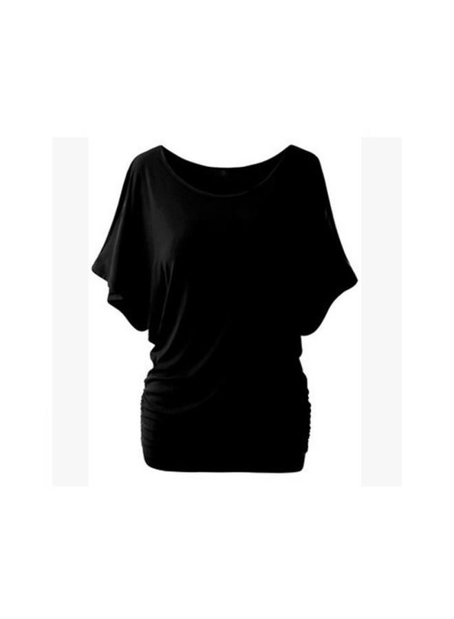 European And American Women's Open-shoulder Bat Sleeve Large Size Round Neck T-shirt Short Sleeve Top Multicolor 2945