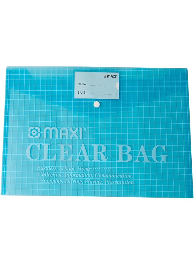 Maxi Fool Scap Clear Bag With Name Card Blue - Image 3