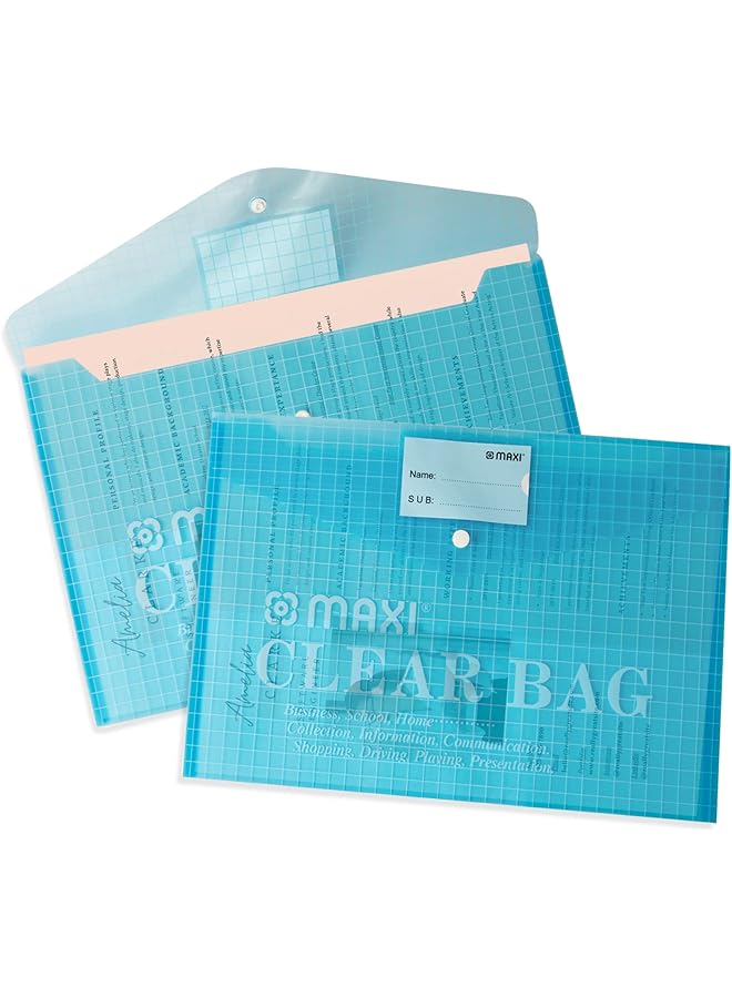 Maxi Fool Scap Clear Bag With Name Card Blue - Image 4