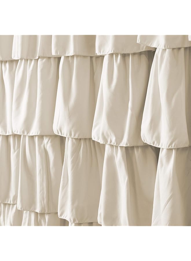 erorex Ruffle Shower Curtain Floral Textured Vintage Chic Farmhouse Style Design Ivory 72 Inch X 72 Inch - Image 4