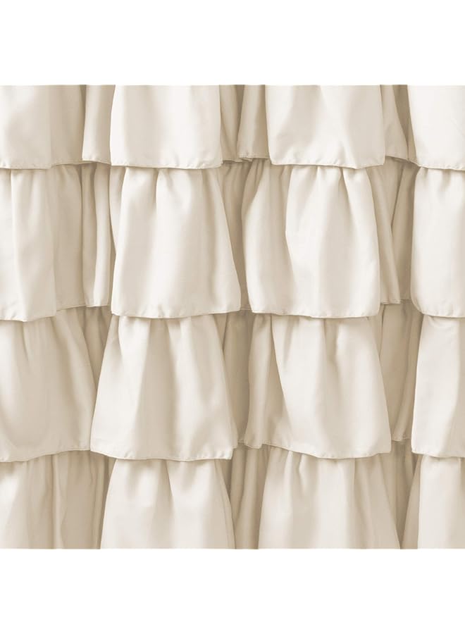 erorex Ruffle Shower Curtain Floral Textured Vintage Chic Farmhouse Style Design Ivory 72 Inch X 72 Inch - Image 5
