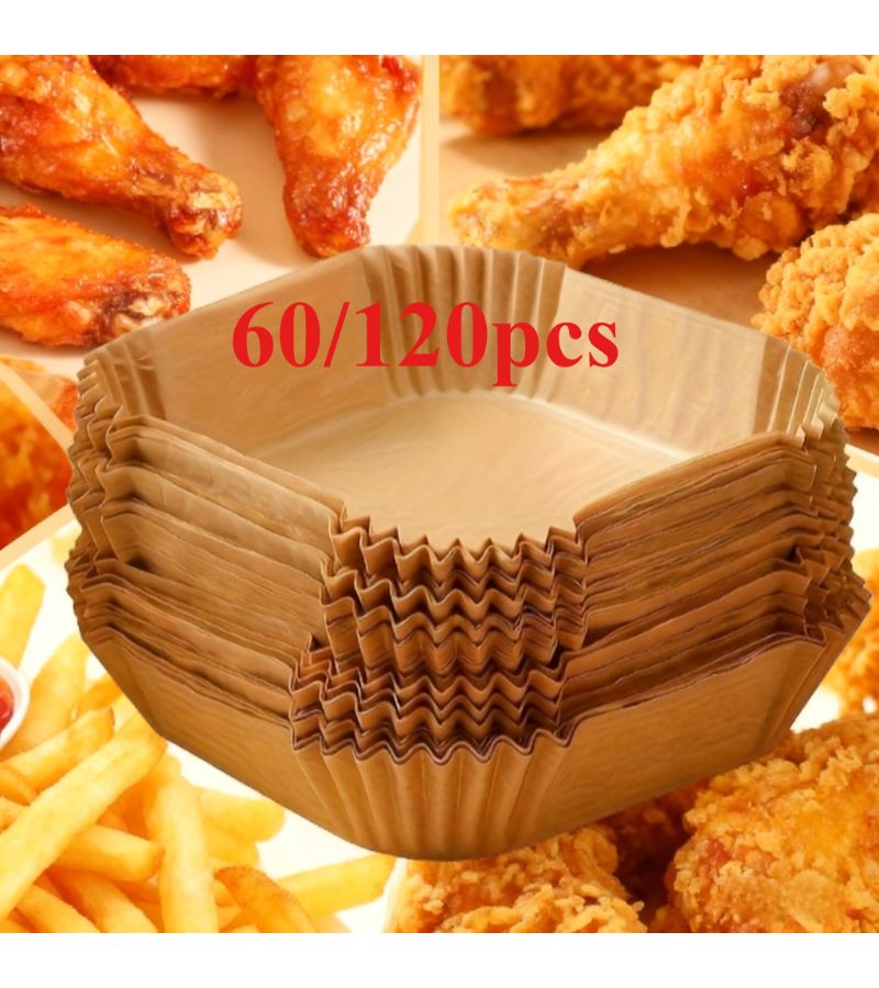 120Pcs Air Fryer Liners Non Stick Parchment Paper Heat Resistant Universal - Image 1