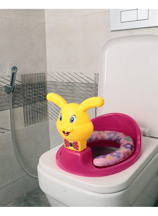 Nabhya Kids Toilet Trainer Baby Potty Seat With Rabbit Handle And Back Support Toilet Seat For Girls & Boys (Pink) - Image 1