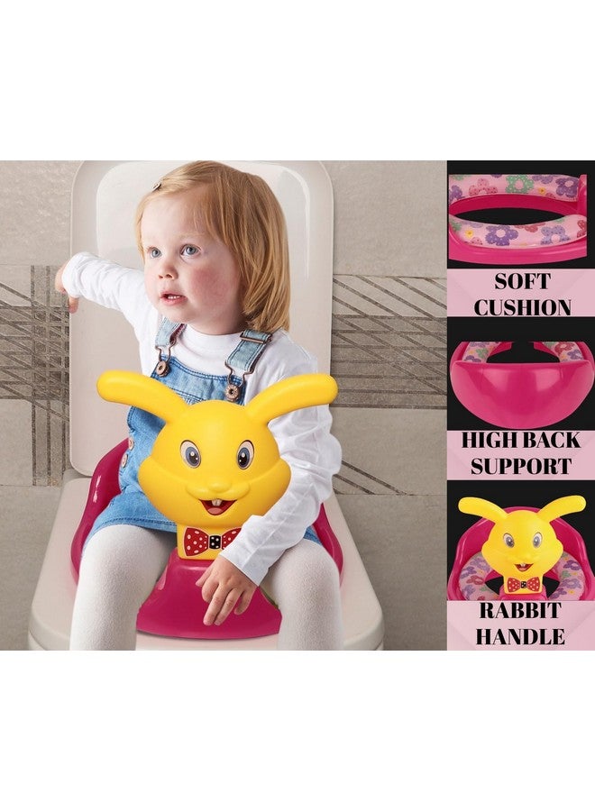 Nabhya Kids Toilet Trainer Baby Potty Seat With Rabbit Handle And Back Support Toilet Seat For Girls & Boys (Pink) - Image 3