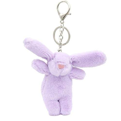 Spenlly Cute Bunny Bag Charm, Kawaii Bunny Keychain 3.5" Inch Mini Rabbit Purse Charm Decoration for Women Girls (Purple) - Image 1