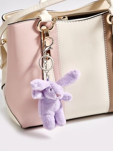 Spenlly Cute Bunny Bag Charm, Kawaii Bunny Keychain 3.5" Inch Mini Rabbit Purse Charm Decoration for Women Girls (Purple) - Image 4