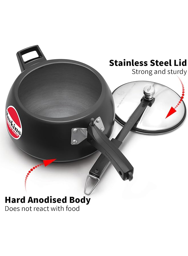 هوكينز قدر ضغط كونتورا المصنوع من الألومنيوم المؤكسد الصلب، سعة 5 لترات، لون أسود - Image 3