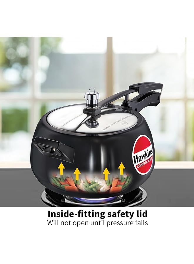 هوكينز قدر ضغط كونتورا المصنوع من الألومنيوم المؤكسد الصلب، سعة 5 لترات، لون أسود - Image 5