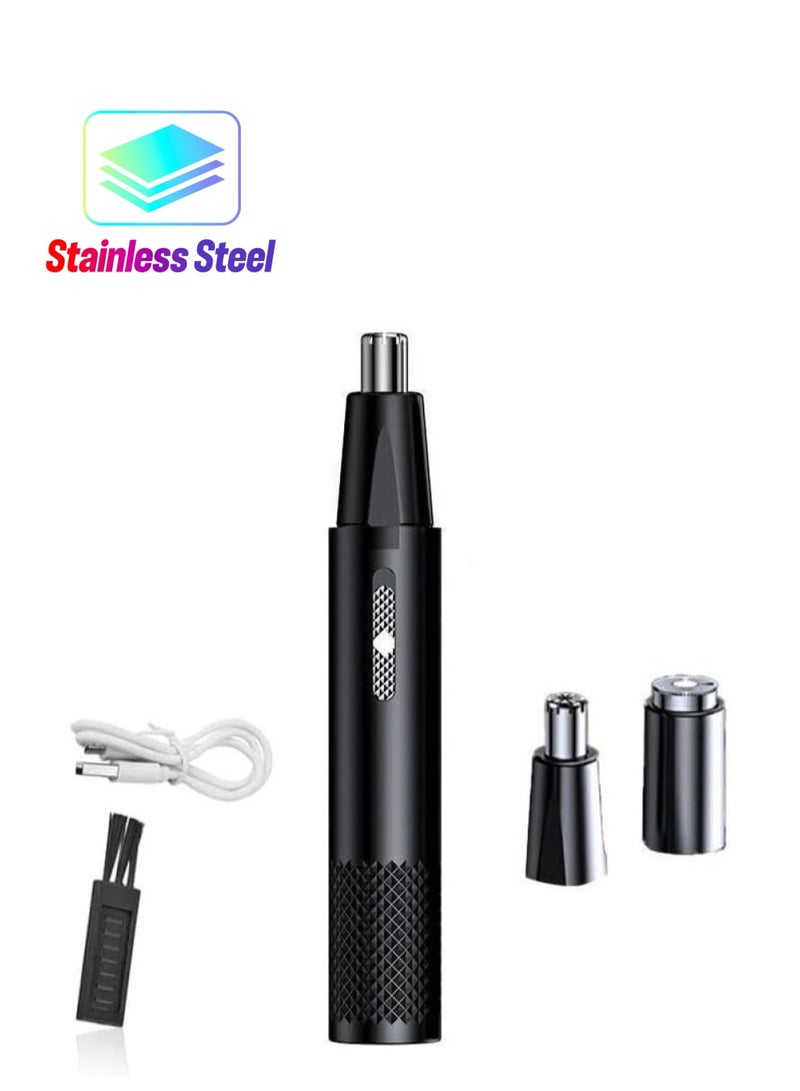 MYONE Nose Ear Clipper Hair Trimmer Rechargeable, Electric Nose and Ear Hair Trimmer, 2 in 1 Painless Facial Hair Trimmer with Dual Edge Blades, Washable Stainless Steel Blade (Black) - Image 1