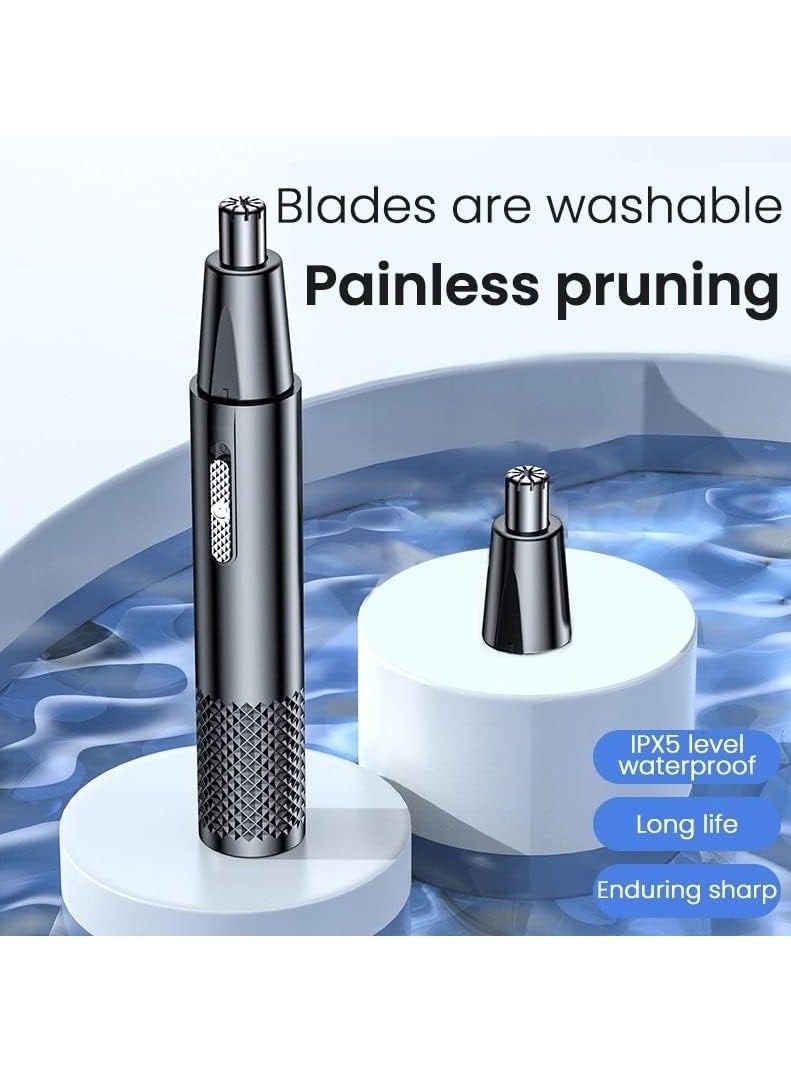 MYONE Nose Ear Clipper Hair Trimmer Rechargeable, Electric Nose and Ear Hair Trimmer, 2 in 1 Painless Facial Hair Trimmer with Dual Edge Blades, Washable Stainless Steel Blade (Black) - Image 3