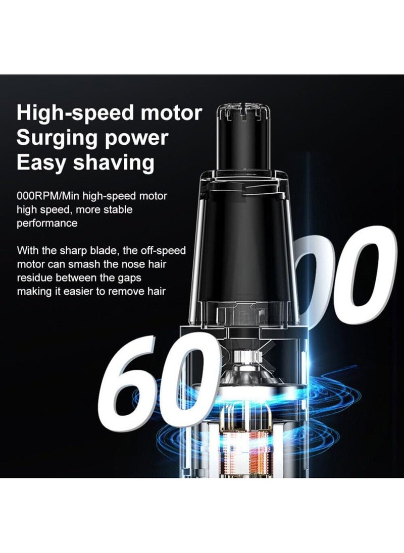 MYONE Nose Ear Clipper Hair Trimmer Rechargeable, Electric Nose and Ear Hair Trimmer, 2 in 1 Painless Facial Hair Trimmer with Dual Edge Blades, Washable Stainless Steel Blade (Black) - Image 4