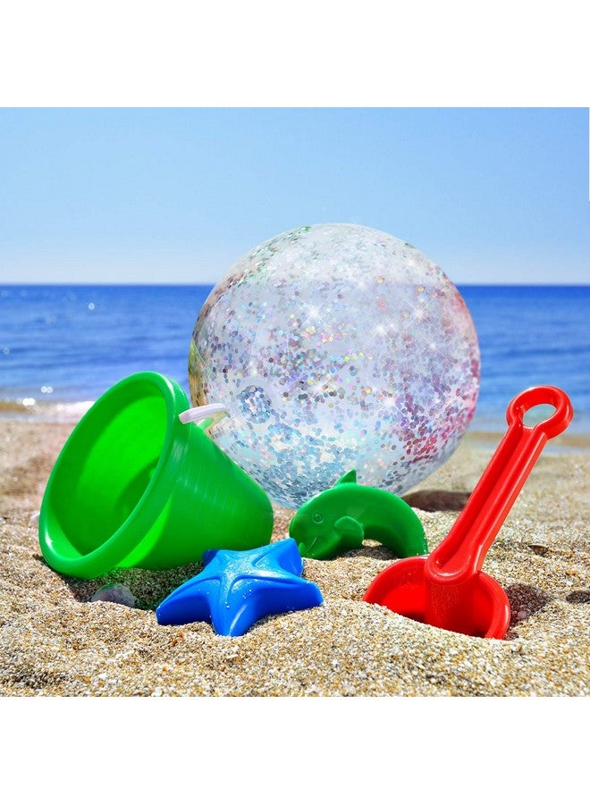 Hsei 3 Pcs Inflatable Beach Ball 16 Inch Glitter Summer Swimming Pool Balls Floatable Confetti Blow up Toys Decorations for Beach Wedding Outdoor Party Favor(Silver) - Image 5