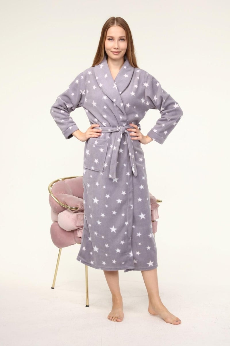 Likapa Long Shawl Collar Fleece Dressing Gown 226 - Image 4