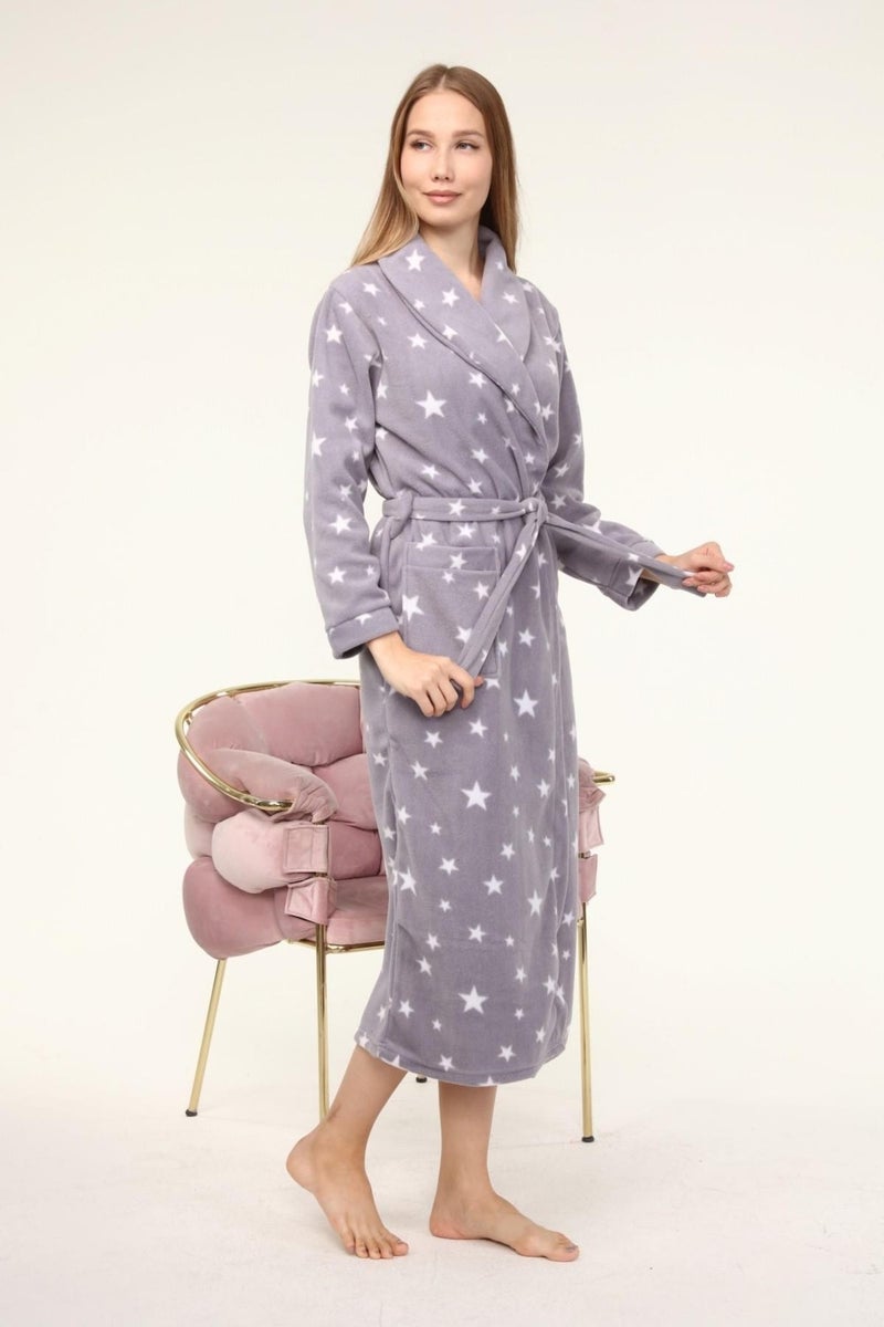 Likapa Long Shawl Collar Fleece Dressing Gown 226 - Image 3