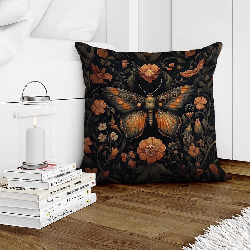 Retro Abstract Butterfly Flocked Pillowcase, 18×18 inches, Black, Suitable for Bed, Sofa, and Living Room Decoration - Image 5