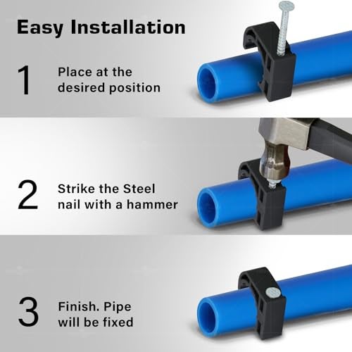 Highcraft ID234x50 Half Clamp with Nail For Pex Tubing Pipe Support, 1/2 in, Black - Image 5