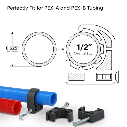 Highcraft ID234x50 Half Clamp with Nail For Pex Tubing Pipe Support, 1/2 in, Black - Image 3