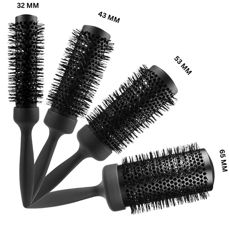 FOLELLO Professional Round Hair Brush Ceramic Coated Metal Barrel Brushes for Smoothing Curling Straightening Heat resistant Blow Dry Hair Brush for Men Women 53MM - Image 2
