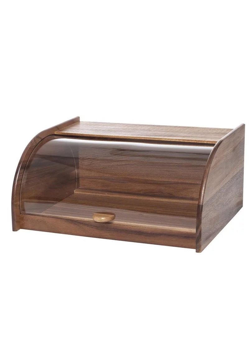 A wooden bowl with an acrylic cover for storing cakes, bread, and pastries, and is multi-use