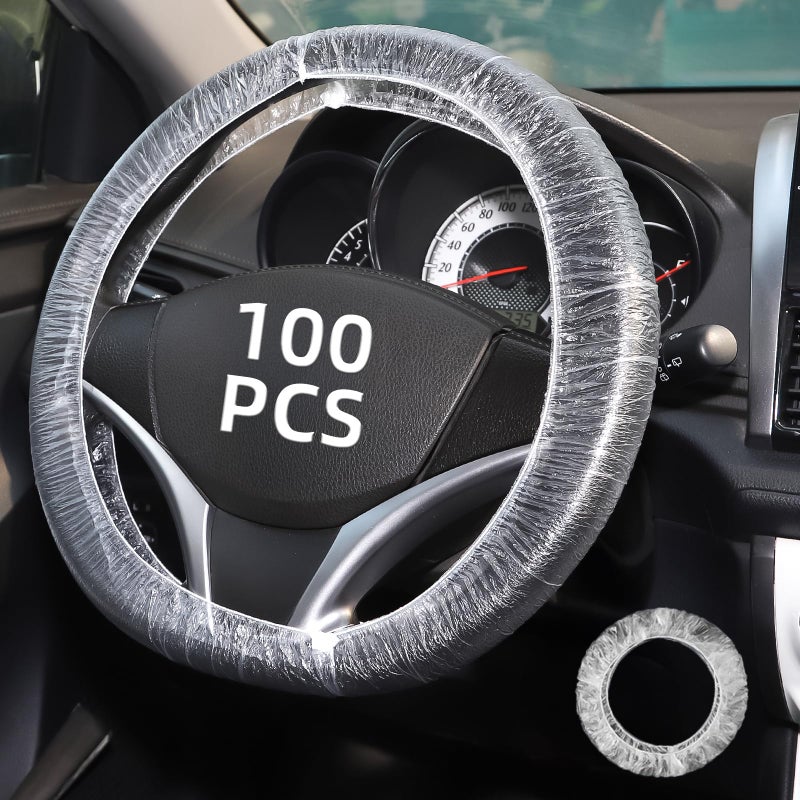 Yhalyea 100PCS Disposable Steering Wheel Covers,Disposable Steering Wheel Protector with Elastic, Applicable to Cars, Trucks, Vans ï¼ˆ100ï¼‰ - Image 1