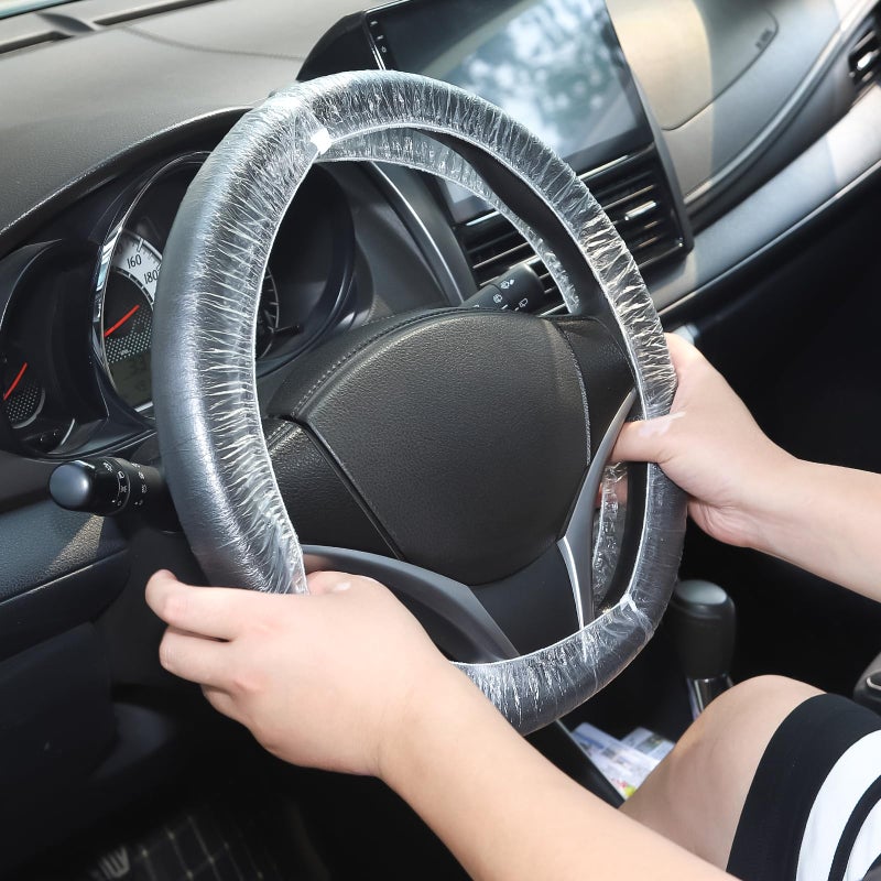 Yhalyea 100PCS Disposable Steering Wheel Covers,Disposable Steering Wheel Protector with Elastic, Applicable to Cars, Trucks, Vans ï¼ˆ100ï¼‰ - Image 4