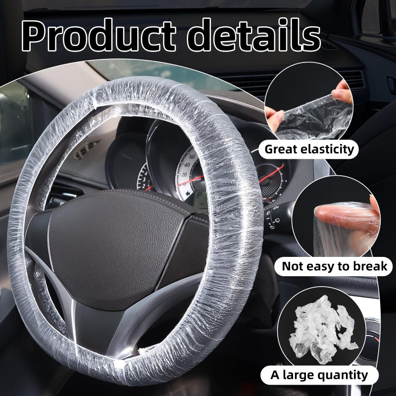 Yhalyea 100PCS Disposable Steering Wheel Covers,Disposable Steering Wheel Protector with Elastic, Applicable to Cars, Trucks, Vans ï¼ˆ100ï¼‰ - Image 2