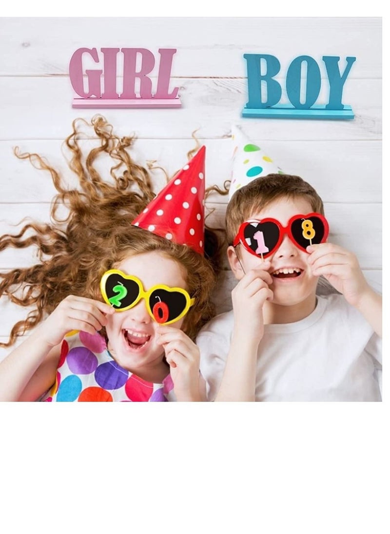 KASTWAVE Boy Girl Wooden Table Decorations, Gender Reveal Table Decorations Boy Girl Letter Table Signs with Bases Decorative Centerpieces Signs Wooden Tabletop Decor for Tier Tray School Supplies (1set)  - Image 2