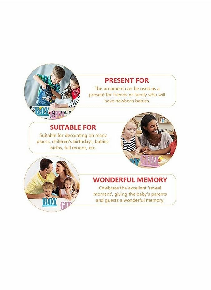 KASTWAVE Boy Girl Wooden Table Decorations, Gender Reveal Table Decorations Boy Girl Letter Table Signs with Bases Decorative Centerpieces Signs Wooden Tabletop Decor for Tier Tray School Supplies (1set)  - Image 4