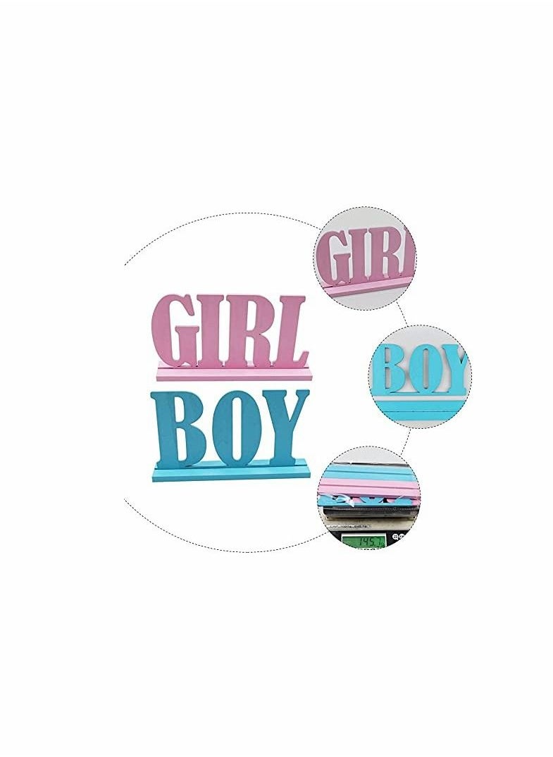 KASTWAVE Boy Girl Wooden Table Decorations, Gender Reveal Table Decorations Boy Girl Letter Table Signs with Bases Decorative Centerpieces Signs Wooden Tabletop Decor for Tier Tray School Supplies (1set)  - Image 5