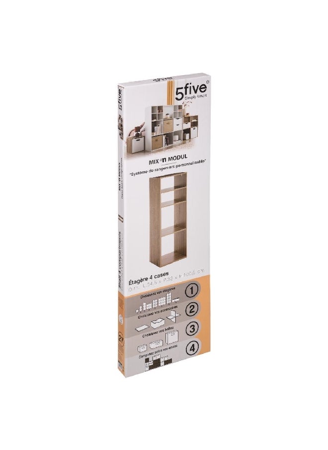 Five Simply Smart 4-Compartment Mix N Modul Wooden Storage Shelf Brown 100.5 x 34.5 x 32 cm 138927  - Image 2