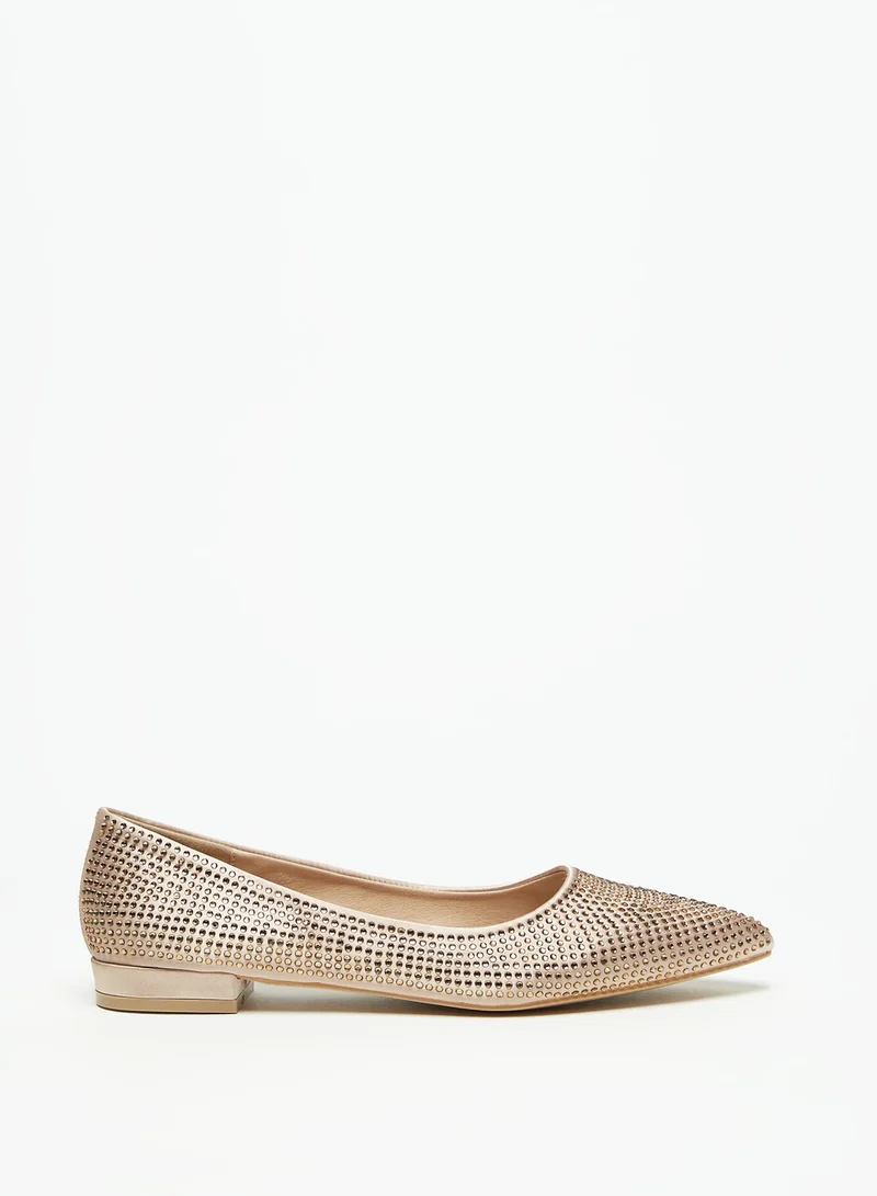 فلورا بيلا من شو إكسبرس Womens Embellished Slip On Pointed Toe Ballerina Shoes Ramadan Collection