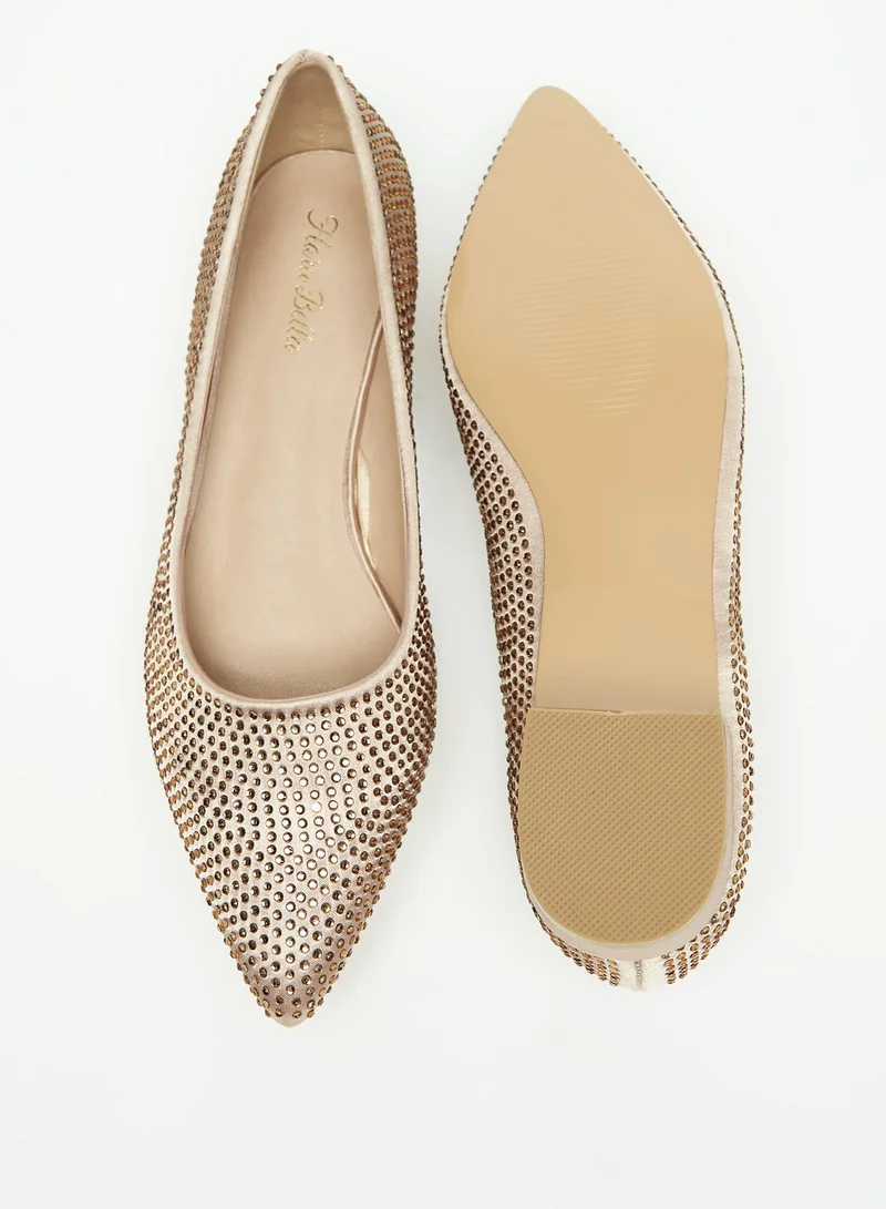 فلورا بيلا من شو إكسبرس Womens Embellished Slip On Pointed Toe Ballerina Shoes Ramadan Collection