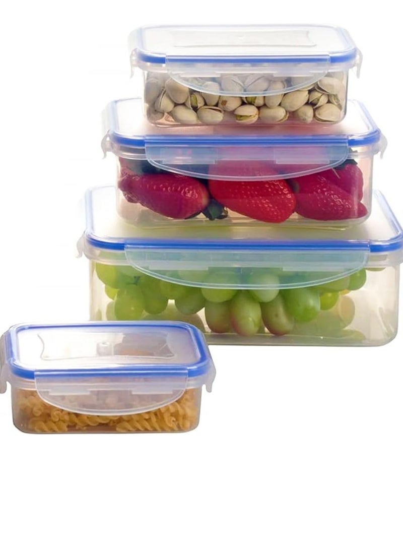 Raxoom Rectangle Plastic Container Set of 4 PCs Food Container With Airtight Lid to Safely Store Food Good for Outdoor and Indoor Dining Activity (Rectangular 4PC Set) - Image 1