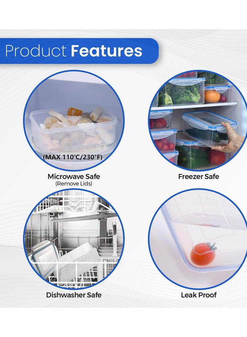 Raxoom Rectangle Plastic Container Set of 4 PCs Food Container With Airtight Lid to Safely Store Food Good for Outdoor and Indoor Dining Activity (Rectangular 4PC Set) - Image 2