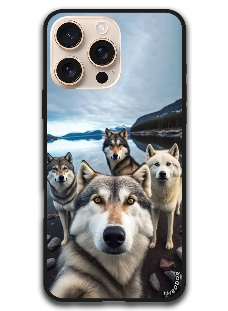 Theodor Protective Case Anti Scratch Shock Proof Bumper Cover For iPhone 16 Pro Max (6.9)-inch Wolf Selfie - Image 1