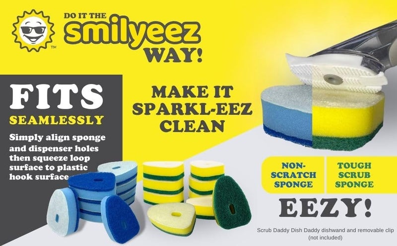 Smilyeez Green Heavy Duty Scrubbing Sponge Refill for use with The Dish Daddy (Reg. TM) Dishwand (10 Pack) Refill Head - Image 3