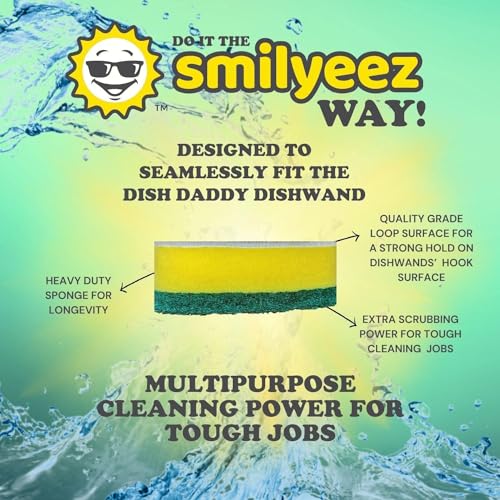 Smilyeez Green Heavy Duty Scrubbing Sponge Refill for use with The Dish Daddy (Reg. TM) Dishwand (10 Pack) Refill Head - Image 4