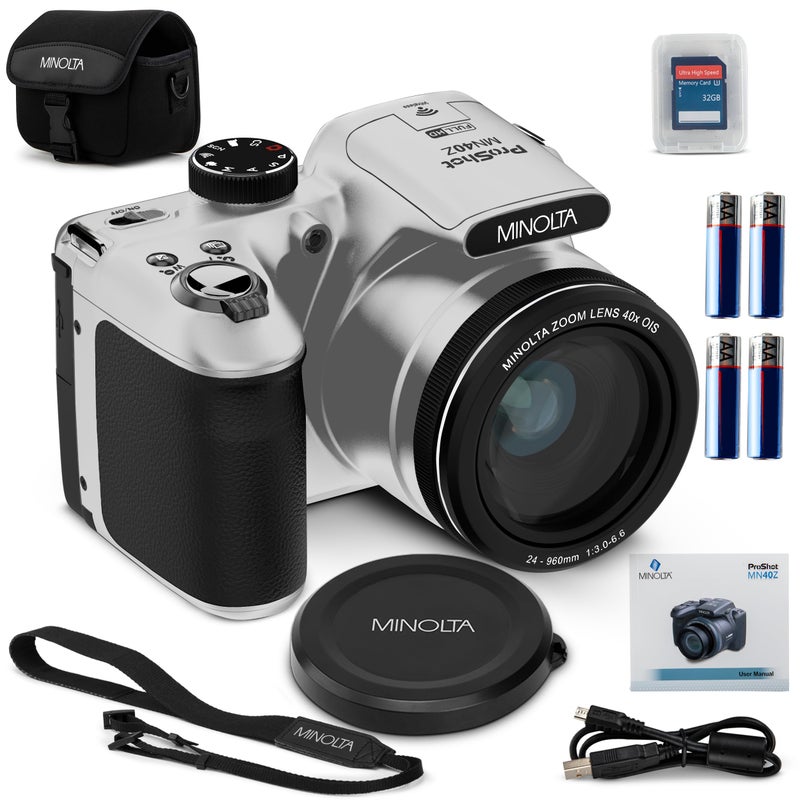 Minolta MN40Z 20MP Digital Camera 40x Optical Zoom 1080p FHD Video 30 LCD WiFi FaceSmileBlink Detection Silver - Image 2