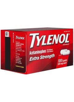 TYLENOL Extra Strength Caplets with 500 mg Acetaminophen Pain Reliever Fever Reducer - 100 Count  - Image 3