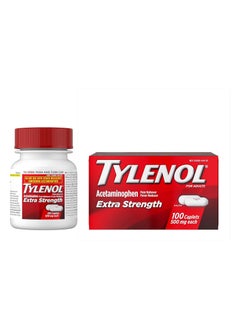TYLENOL Extra Strength Caplets with 500 mg Acetaminophen Pain Reliever Fever Reducer - 100 Count  - Image 2