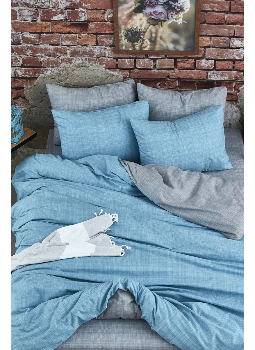 cottonevs Evtekstil Cotton Double Mint Gray Double-Sided Duvet Cover Set