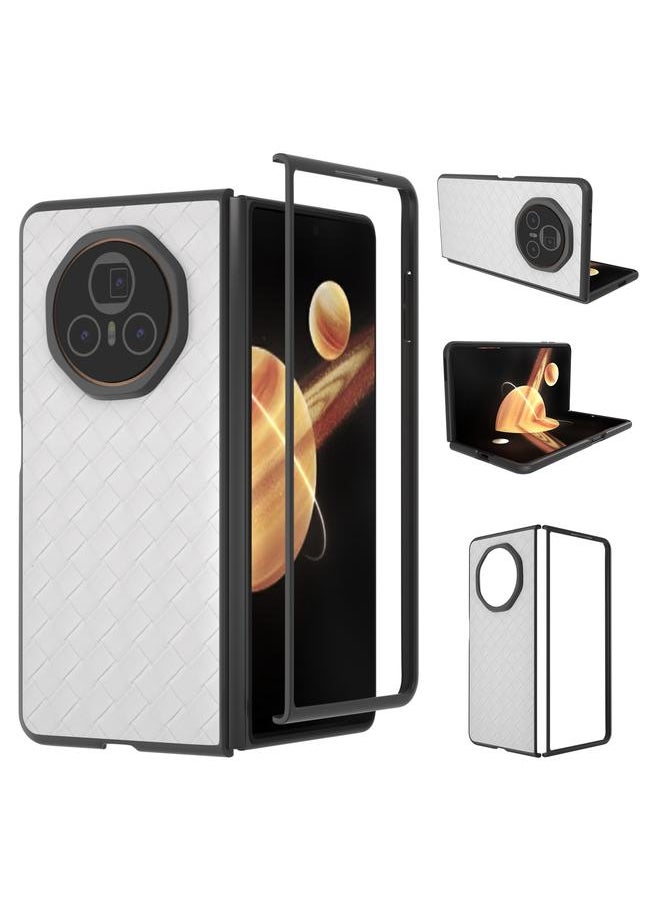 Zaboon Case For Honor Magic V3 Black Frame Woven Texture PU Phone Case  - Image 1